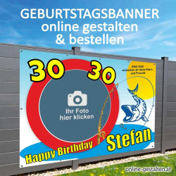 Banner Geburtstag, Geburtstagsbanner, Banner zum Geburtstag, Transparent zum Geburtstag, Geburtstagstransparent, Fischer