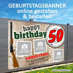 Banner Geburtstag, Geburtstagsbanner, Banner zum Geburtstag, Transparent zum Geburtstag, Geburtstagstransparent, Jäger