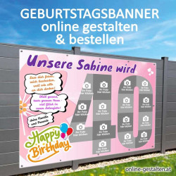 Banner Geburtstag, Geburtstagsbanner, Transparent zum Geburtstag, Geburtstagstransparent, Plakat Geburtstag