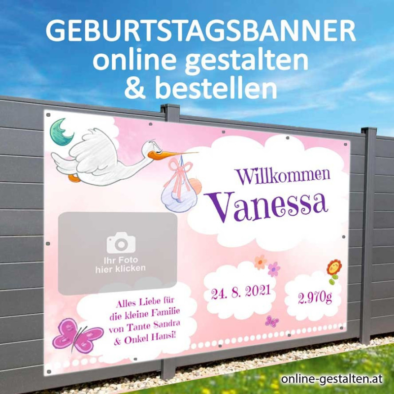 GEBURTSTAGSBANNER online gestalten und bestellen I online-gestalten.at