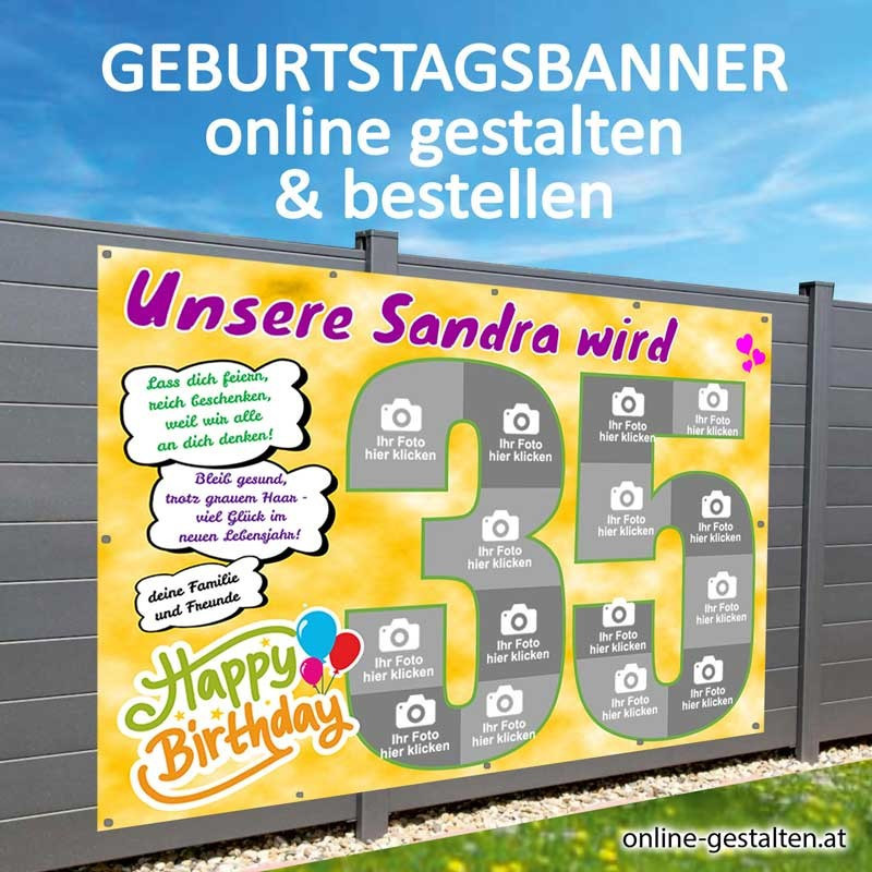 Banner Geburtstag, Geburtstagsbanner, Transparent zum Geburtstag, Geburtstagstransparent, Plakat Geburtstag, 35 Geburtstag