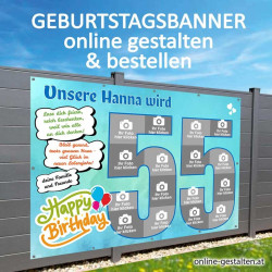 Banner Geburtstag, Geburtstagsbanner, Transparent zum Geburtstag, Geburtstagstransparent, Plakat Geburtstag, 55 Geburtstag