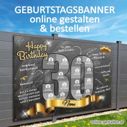 Geburtstagsbanner 30 mit Fotozahl und Schleife