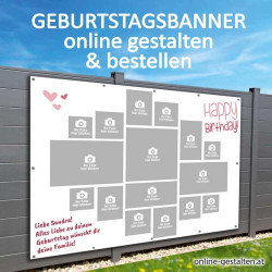 Banner Geburtstag Fotozahl Fotocollage Transparent Folie Plakat selber machen, online gestalten, express