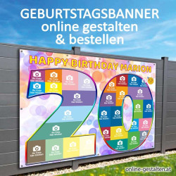 20er Banner Geburtstag Fotozahl Fotocollage Transparent Folie Plakat selber machen, online gestalten, express