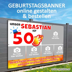 Feuerwehr Geburtstagsbanner mit Fotos personalisieren