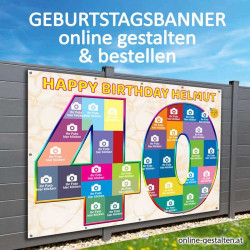 40er Banner Geburtstag Fotozahl Fotocollage Transparent Folie Plakat selber machen, online gestalten, express