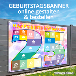 25er Banner Geburtstag Fotozahl Fotocollage Transparent Folie Plakat selber machen, online gestalten, express, 25 Geburtstag