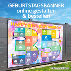 35er Banner Geburtstag Fotozahl Fotocollage Transparent Folie Plakat selber machen, online gestalten, express, 35 Geburtstag