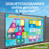 45er Banner Geburtstag Fotozahl Fotocollage Transparent Folie Plakat selber machen, online gestalten, express, 45 Geburtstag