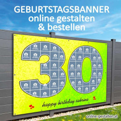 30er Banner Geburtstag Fotozahl  Collage Fotocollage Transparent Folie Plakat selber machen, online gestalten, express