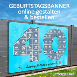 40er Banner Geburtstag Fotozahl  Collage Fotocollage Transparent Folie Plakat selber machen, online gestalten, express