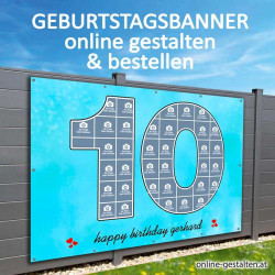 10er Banner Geburtstag Fotozahl  Collage Fotocollage Transparent Folie Plakat selber machen, online gestalten, express