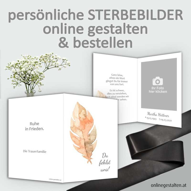 Sterbebild, Sterbebildchen, Sterbebilder online bestellen, Vorlagen Sterbebilder
