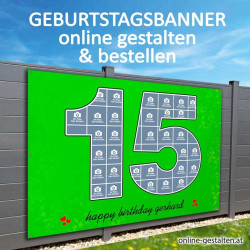 15er Banner Geburtstag Fotozahl  Collage Fotocollage Transparent Folie Plakat selber machen, online gestalten, express