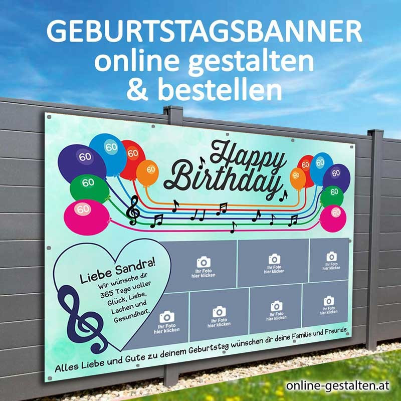 16er Banner Geburtstag Fotozahl  Collage Fotocollage Transparent Folie Plakat selber machen, online gestalten, express