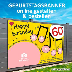 Musik Geburtstagsbanner mit Fotos online gestalten
