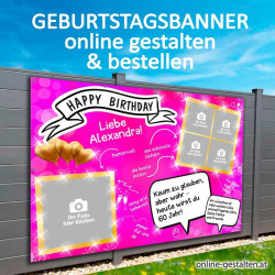 Banner Geburtstag Transparent Plakat Geburtstag Geburtstagsbanner Geburtstagsplakat Mädchen Pink glitzer
