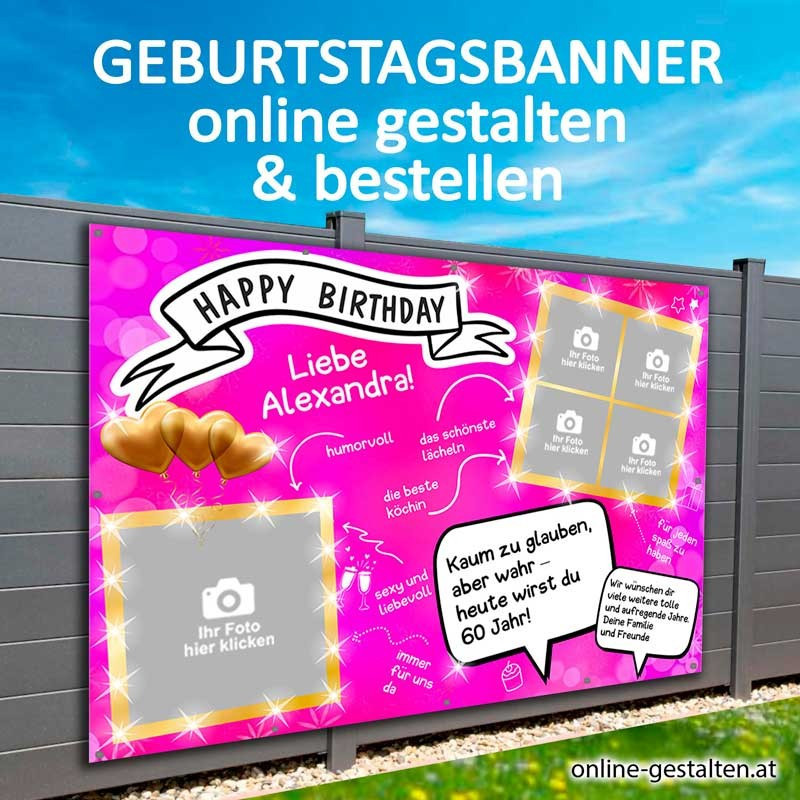 Banner Geburtstag Transparent Plakat Geburtstag Geburtstagsbanner Geburtstagsplakat Mädchen Pink glitzer