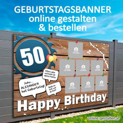 Banner Geburtstag Transparent Plakat Geburtstag Geburtstagsbanner Geburtstagsplakat Mann handwerker Holz
