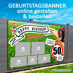 Banner Geburtstag Transparent Plakat Geburtstag Geburtstagsbanner Geburtstagsplakat Mann Traktor Feld Geschenk Mann
