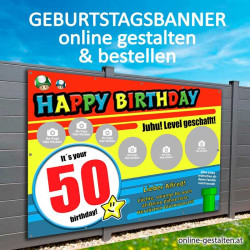 Plakat Geburtstag Mann Supermario Nintendo Spiel Geschenk Geburtstag Geburtstagsbanner Transparent