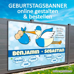 Plakat Banner Poster Zwillinge Buben Geschenk Geburt
