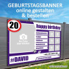 Fußball Geburtstagsbanner Violett mit Fotos