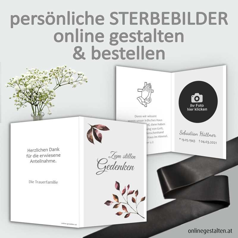 Sterbebild, Sterbebildchen, Sterbebilder online bestellen, Vorlagen Sterbebilder