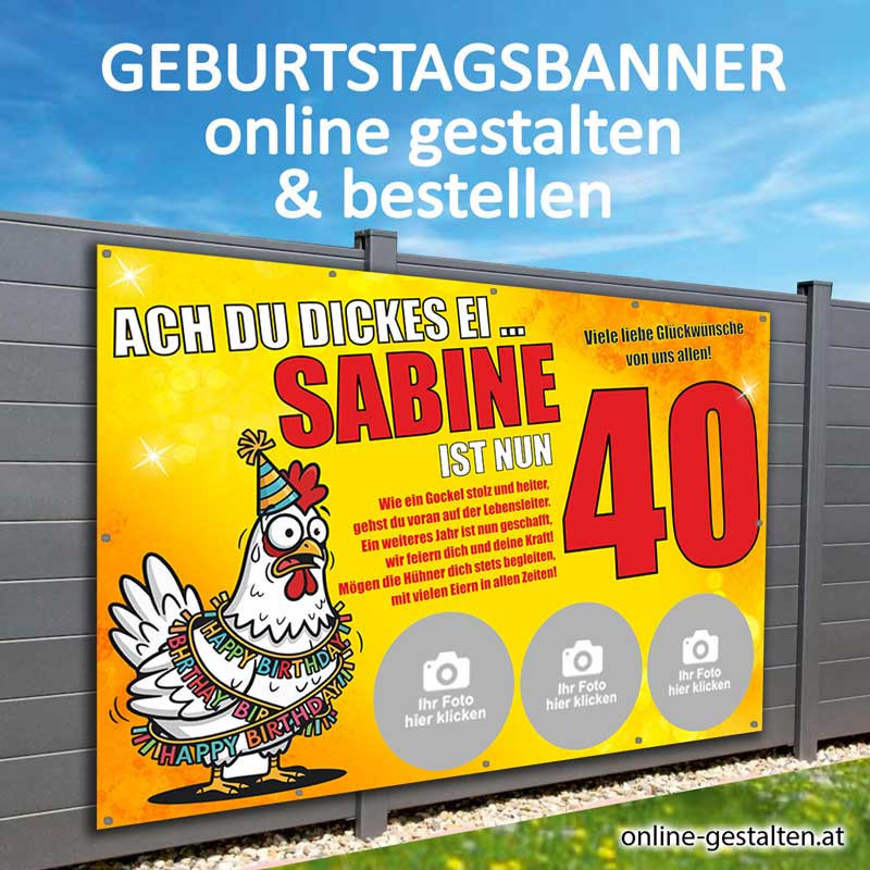Geburtstagsbanner Banner Geburtstag Geschenk Party Poster Geburtstagsposter Fotozahl Fotogeschenk Fotocollage Huhn