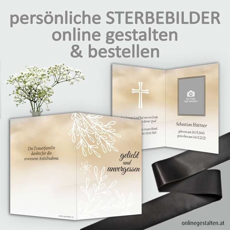 Sterbebild, Sterbebildchen, Sterbebilder online bestellen, Vorlagen Sterbebilder