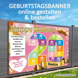 Geburtstagsbanner 20 online gestalten mit vielen Fotos als Partydeko zum 20. Geburtstag