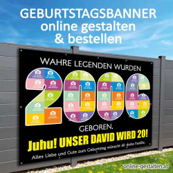 Geburtstagsbanner 20er onlinegestalten günstig Gratisversand Banner zum 20 Geburtstag Vorlagen