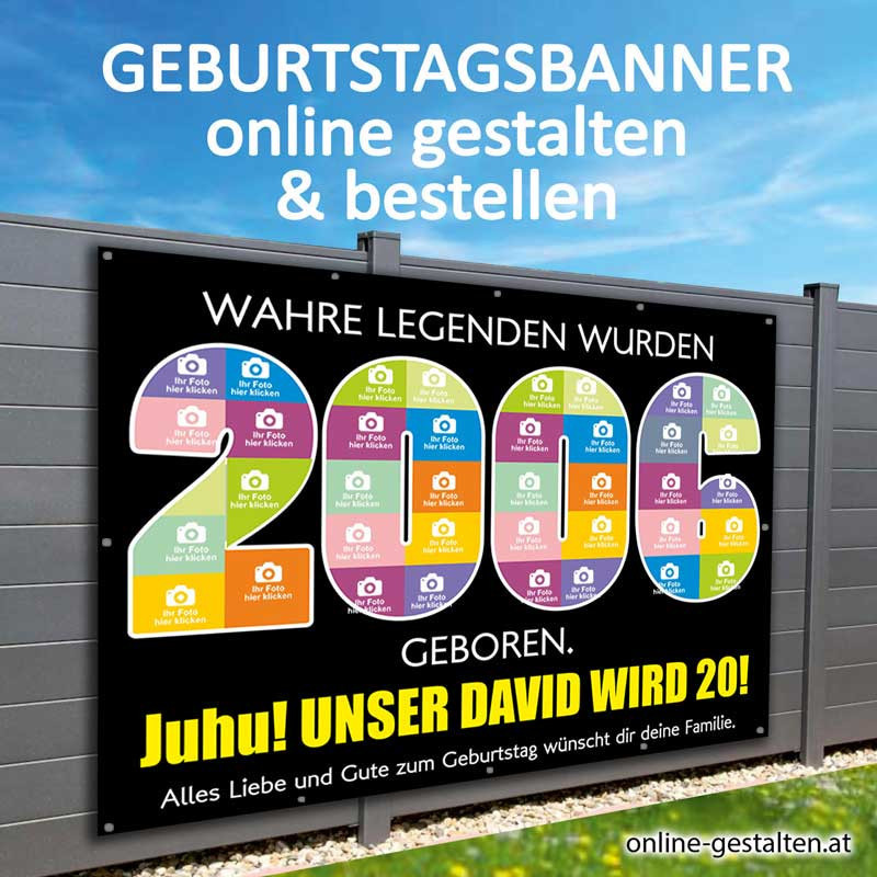 Geburtstagsbanner 20er onlinegestalten günstig Gratisversand Banner zum 20 Geburtstag Vorlagen
