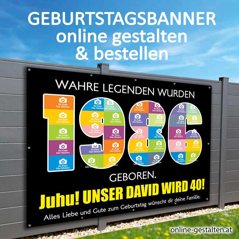 Geburtstagsbanner 40er onlinegestalten günstig Gratisversand Banner zum 40 Geburtstag Vorlagen