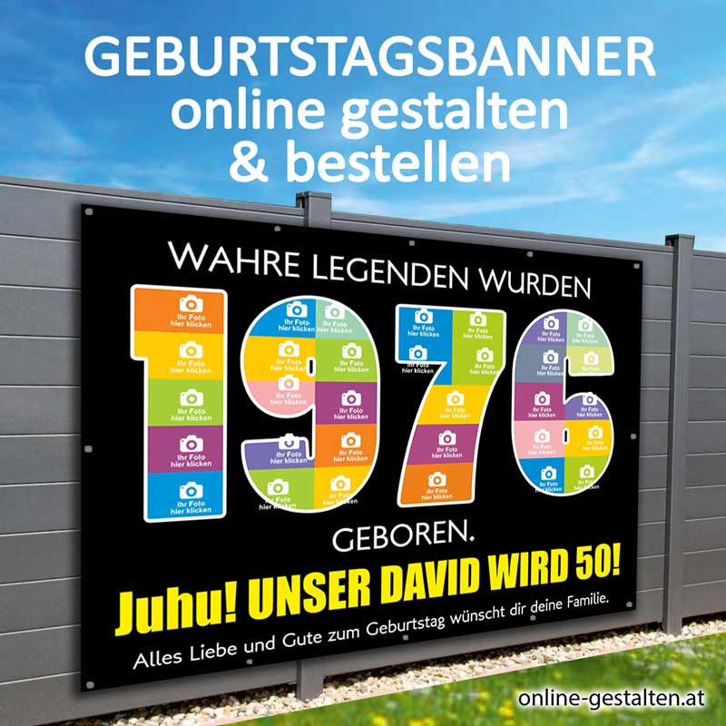 Geburtstagsbanner 50er onlinegestalten günstig Gratisversand Banner zum 50 Geburtstag Vorlagen