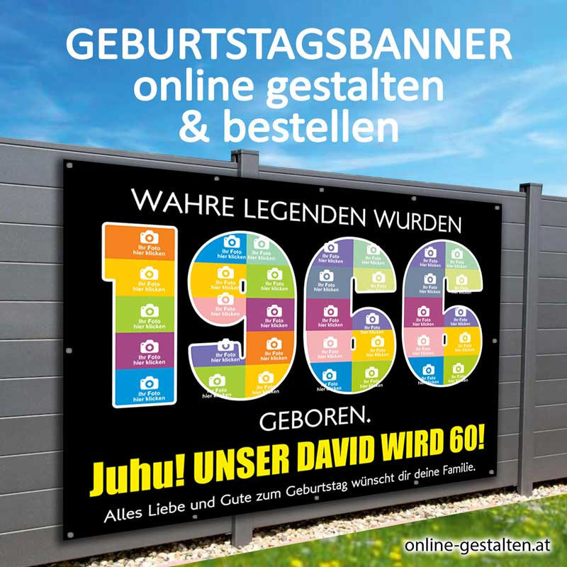 Geburtstagsbanner 60er onlinegestalten günstig Gratisversand Banner zum 60 Geburtstag Vorlagen