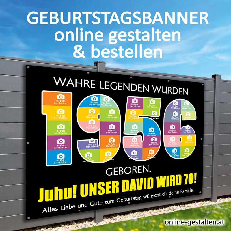 Geburtstagsbanner 70er onlinegestalten günstig Gratisversand Banner zum 70 Geburtstag Vorlagen