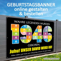 Geburstagsbanner 80er günstig onlinegestalten Geburtstagsvorlagen Banner zum Geburtstag selbst gestalten Geschenk zum 80er