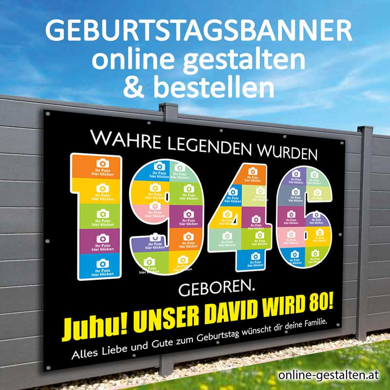 Geburstagsbanner 80er günstig onlinegestalten Geburtstagsvorlagen Banner zum Geburtstag selbst gestalten Geschenk zum 80er