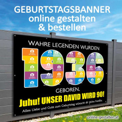 Geburstagsbanner 90er günstig onlinegestalten Geburtstagsvorlagen Banner zum Geburtstag selbst gestalten Geschenk zum 90er