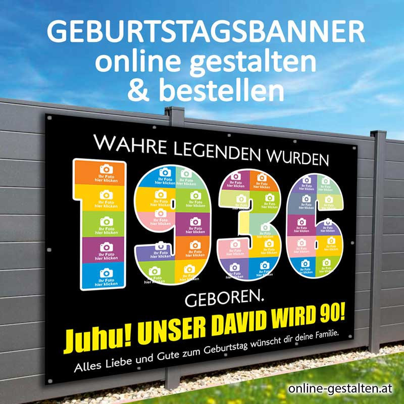 Geburstagsbanner 90er günstig onlinegestalten Geburtstagsvorlagen Banner zum Geburtstag selbst gestalten Geschenk zum 90er