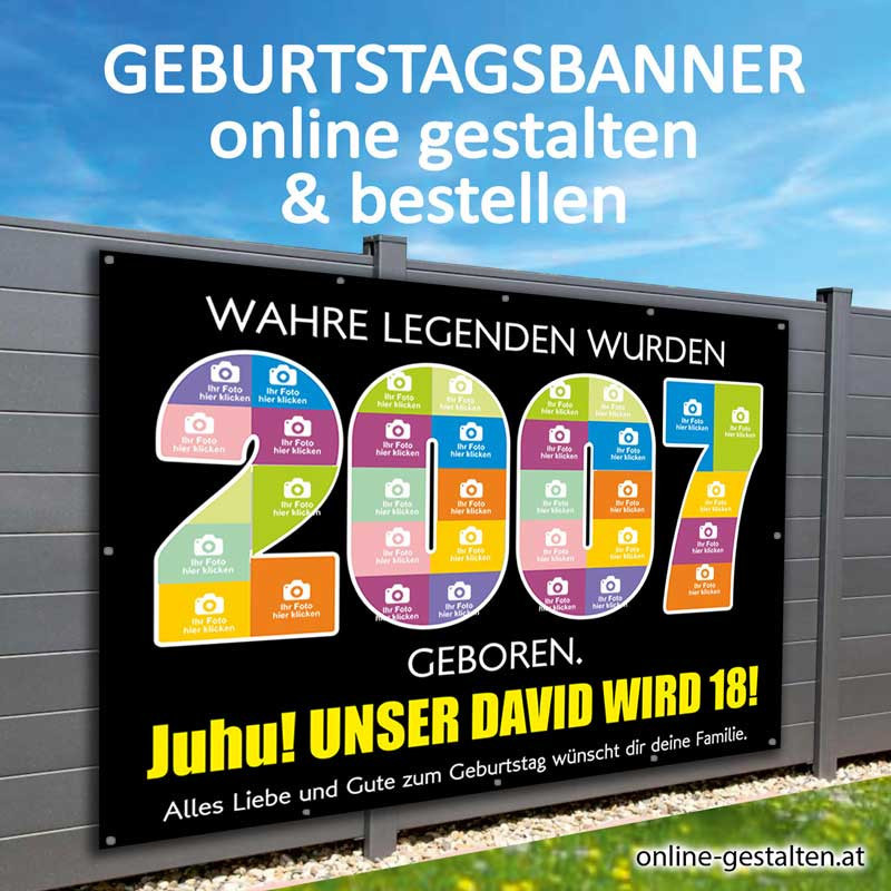 Geburtstagsbanner 18er onlinegestalten günstig Gratisversand Banner zum 18 Geburtstag Vorlagen