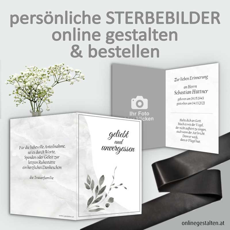 Sterbebild, Sterbebildchen, Sterbebilder online bestellen, Vorlagen Sterbebilder