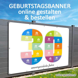 Geburtstagsbanner 30er onlinegestalten günstig Gratisversand Banner zum 30 Geburtstag Vorlagen