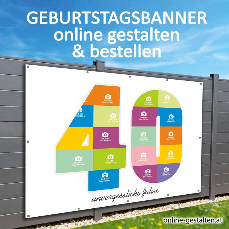 Geburtstagsbanner 40er onlinegestalten günstig Gratisversand Banner zum 40 Geburtstag Vorlagen