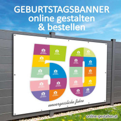 Geburtstagsbanner 50er onlinegestalten günstig Gratisversand Banner zum 50 Geburtstag Vorlagen