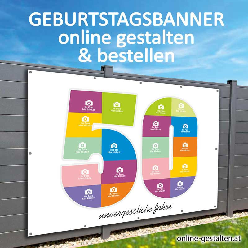 Geburtstagsbanner 50er onlinegestalten günstig Gratisversand Banner zum 50 Geburtstag Vorlagen