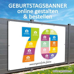 Geburtstagsbanner 70er onlinegestalten günstig Gratisversand Banner zum 70 Geburtstag Vorlagen