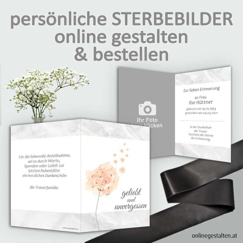 Sterbebild, Sterbebildchen, Sterbebilder online bestellen, Vorlagen Sterbebilder